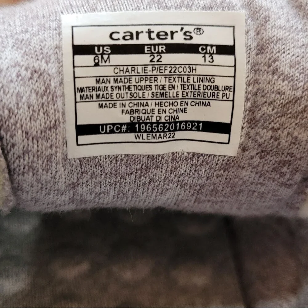 Carters Size 6 Months Classic White Kids Shoes